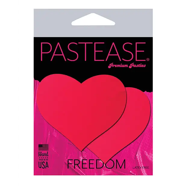 Pastease Basic Heart Black Light Reactive - Neon Red O/S - Lingerie - Packaged