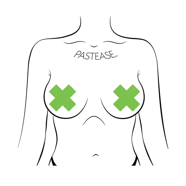 Pastease Basic Plus X Black Light Reactive - Neon Green O/S - Lingerie - Packaged
