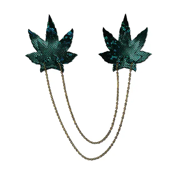 Pastease Chains Disco Weed Leaf - Green O/S - Lingerie - Packaged