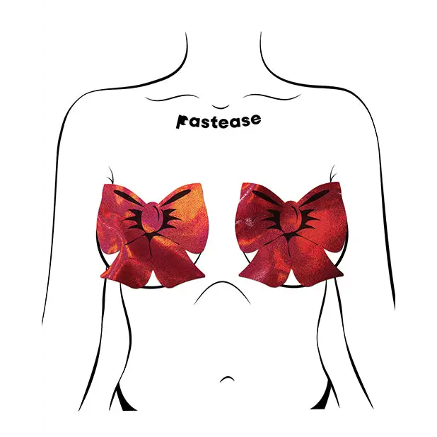 Pastease Coverage Holographic Bow - Red O/S