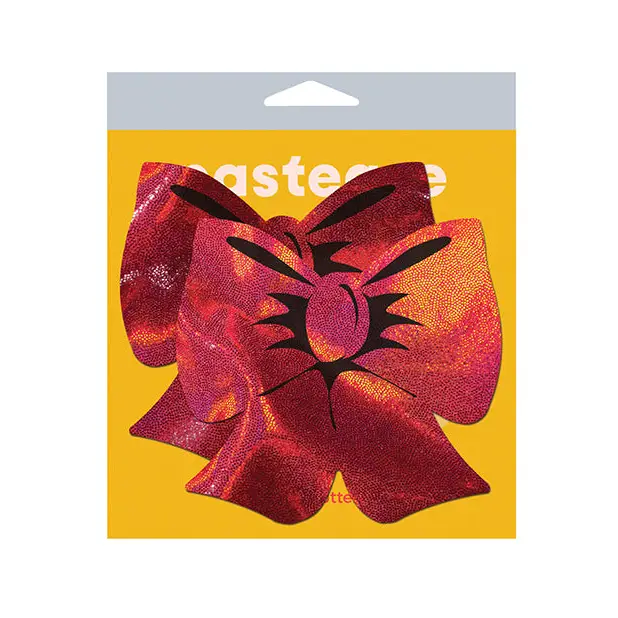 Pastease Coverage Holographic Bow - Red O/S