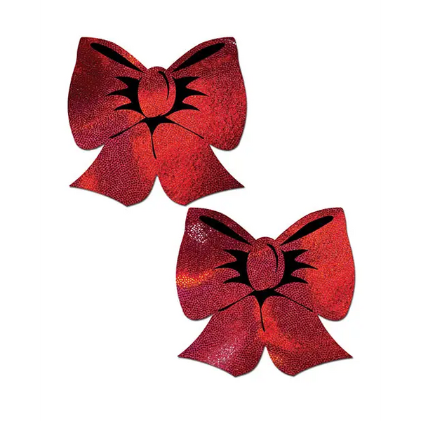 Pastease Coverage Holographic Bow - Red O/S