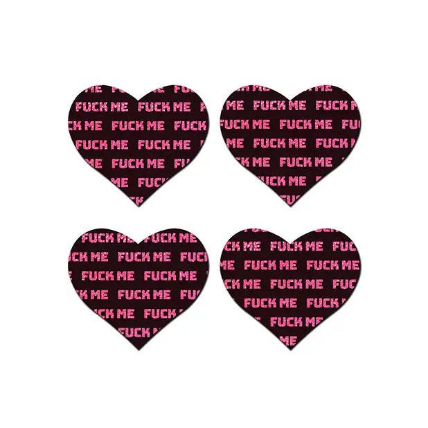 Pastease Petites Fuck Me Hearts - Black/Pink O/S