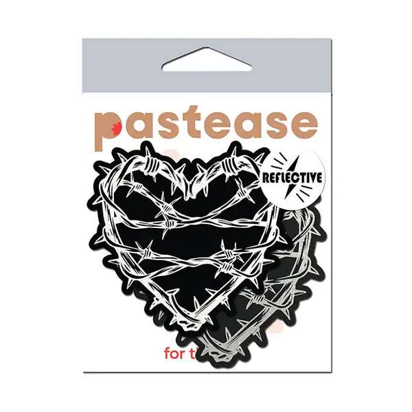 Pastease Premium Barbed Wire Heart Reflective - Black O/S - Lingerie - Packaged