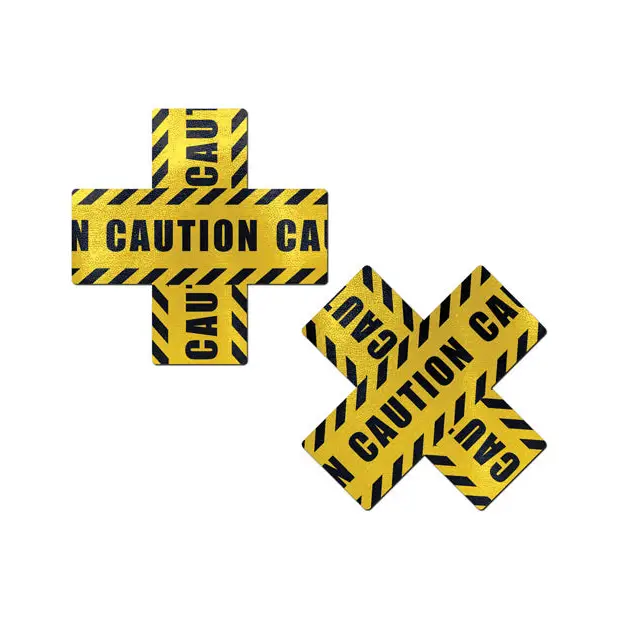 Pastease Premium Caution Cross - Black/Yellow O/S - Lingerie - Packaged