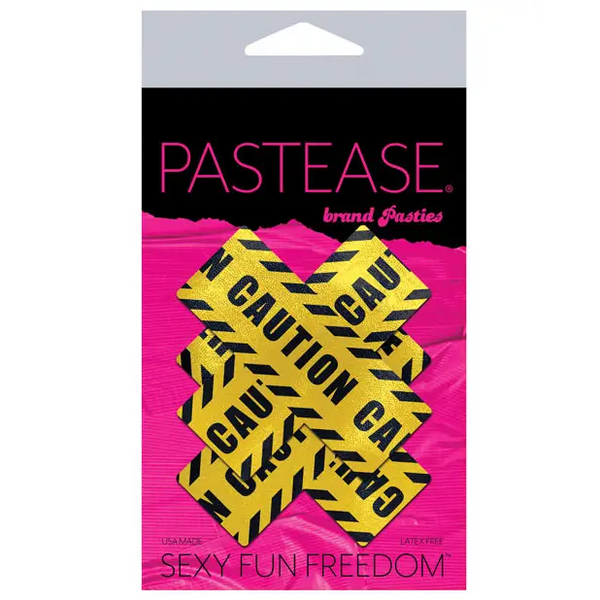 Pastease Premium Caution Cross - Black/Yellow O/S - Lingerie - Packaged