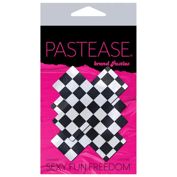 Pastease Premium Checker Cross - Black/White O/S - Lingerie - Packaged