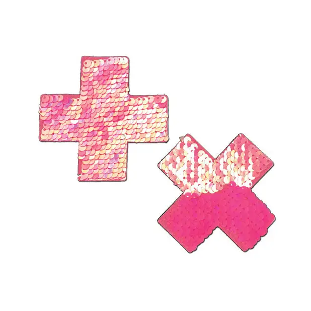 Pastease Premium Color Changing Flip Sequins Cross - Pink O/S - Lingerie - Packaged
