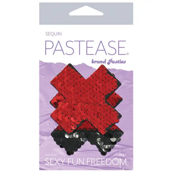 Pastease Premium Color Changing Flip Sequins Cross - Red/Black O/S - Lingerie - Packaged