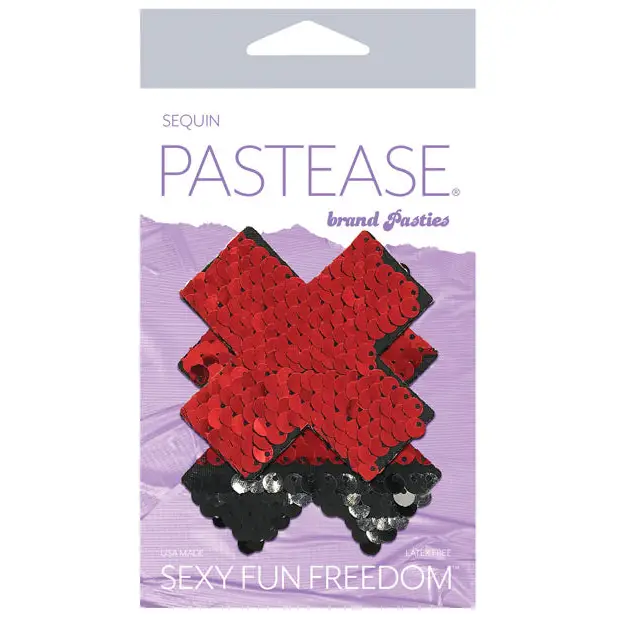 Pastease Premium Color Changing Flip Sequins Cross - Red/Black O/S - Lingerie - Packaged