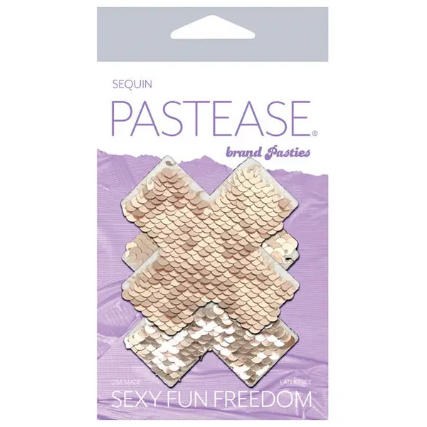 Pastease Premium Color Changing Flip Sequins Cross - Rose Gold O/S - Lingerie - Packaged