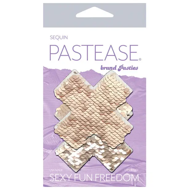 Pastease Premium Color Changing Flip Sequins Cross - Rose Gold O/S - Lingerie - Packaged
