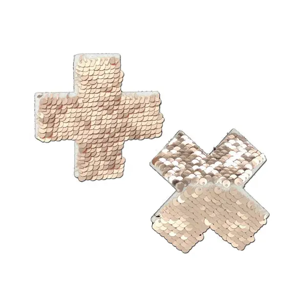 Pastease Premium Color Changing Flip Sequins Cross - Rose Gold O/S - Lingerie - Packaged