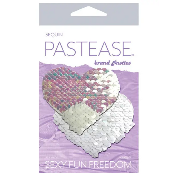 Pastease Premium Color Changing Flip Sequins Heart - Pearl/White O/S - Lingerie - Packaged