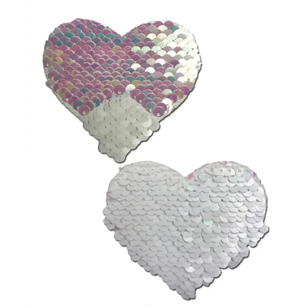 Pastease Premium Color Changing Flip Sequins Heart - Pearl/White O/S - Lingerie - Packaged