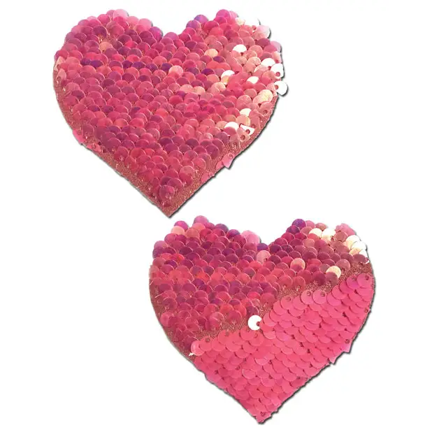 Pastease Premium Color Changing Flip Sequins Heart - Pink O/S - Lingerie - Packaged