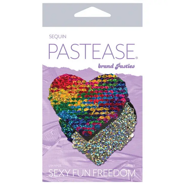 Pastease Premium Color Changing Flip Sequins Heart - Rainbow O/S - Lingerie - Packaged