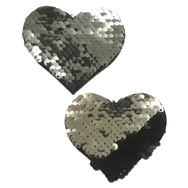 Pastease Premium Color Changing Flip Sequins Heart - Slate/Black O/S - Lingerie - Packaged