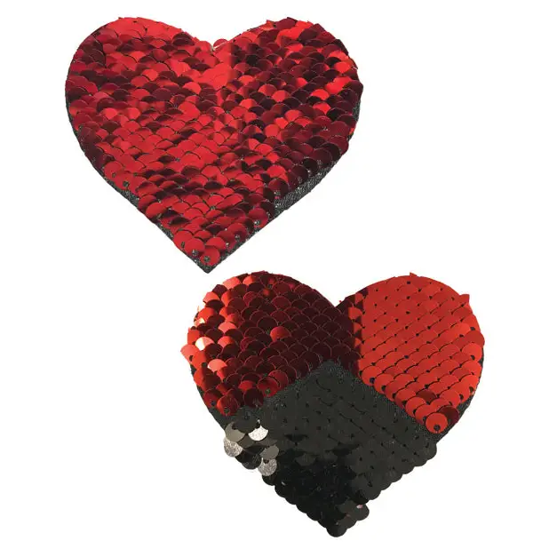 Pastease Premium Color Changing Flip Sequins Hearts - Red/Black O/S - Lingerie - Packaged