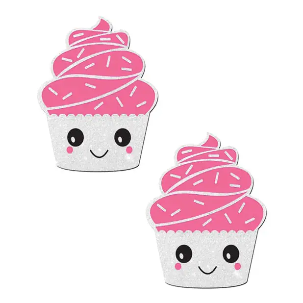 Pastease Premium Cupcake Glittery Frosting Nipple Pastie - White O/S - Lingerie - Packaged