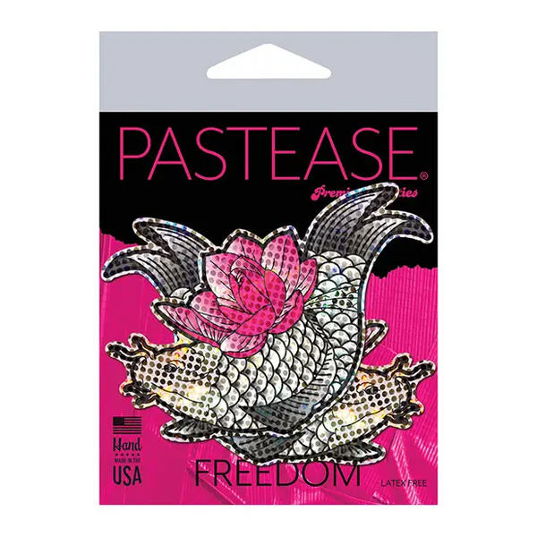 Pastease Premium Diamond Thom Disco Koi Fish & Lotus - Silver O/S - Lingerie - Packaged