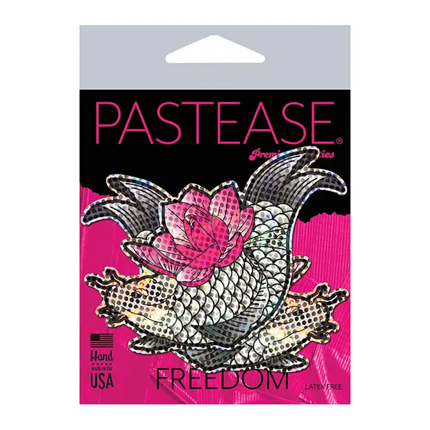 Pastease Premium Diamond Thom Disco Koi Fish & Lotus - Silver O/S - Lingerie - Packaged