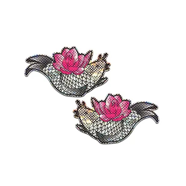 Pastease Premium Diamond Thom Disco Koi Fish & Lotus - Silver O/S - Lingerie - Packaged