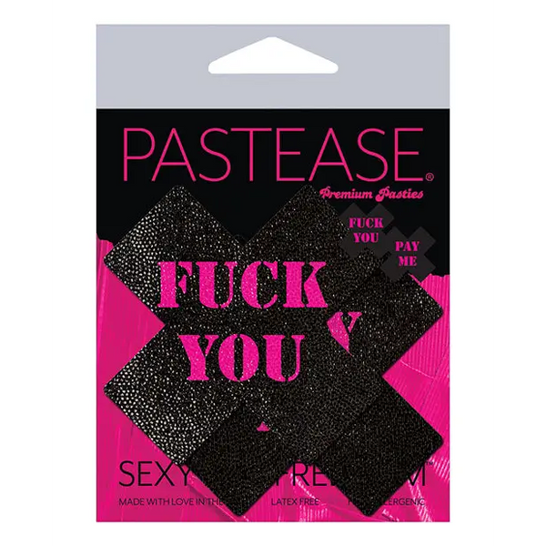 Pastease Premium Fuck You Pay Me Cross - Black/Pink O/S - Lingerie - Packaged