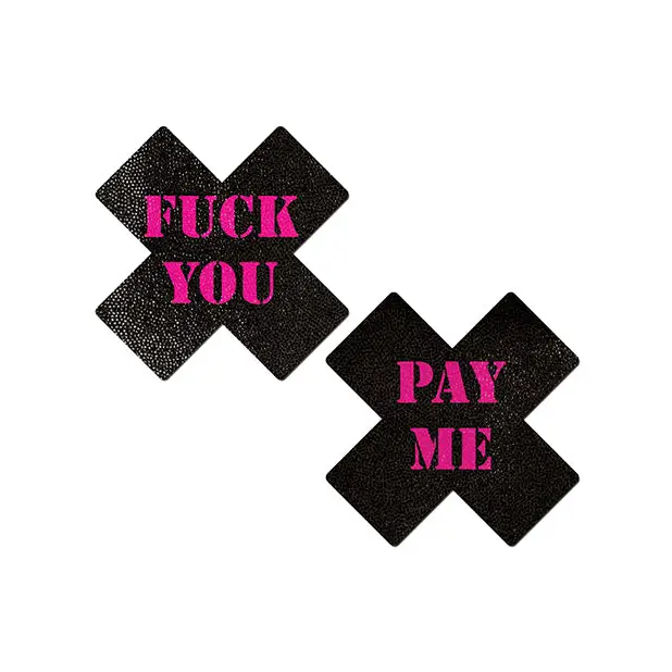 Pastease Premium Fuck You Pay Me Cross - Black/Pink O/S - Lingerie - Packaged