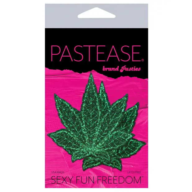 Pastease Premium Glitter Marijuana Leafs - Green O/S - Lingerie - Packaged