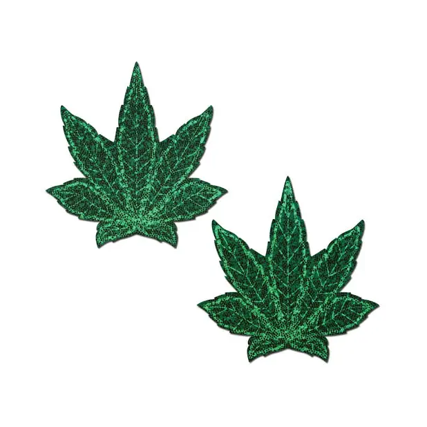 Pastease Premium Glitter Marijuana Leafs - Green O/S - Lingerie - Packaged