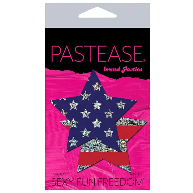 Pastease Premium Glitter Patriotic Star - Red/Blue O/S - Lingerie - Packaged