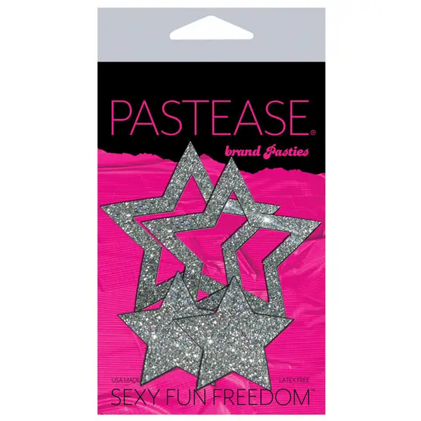 Pastease Premium Glitter Peek a Boob Stars - Silver O/S - Lingerie - Packaged
