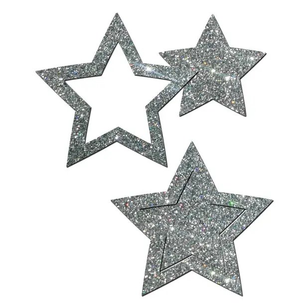 Pastease Premium Glitter Peek a Boob Stars - Silver O/S - Lingerie - Packaged