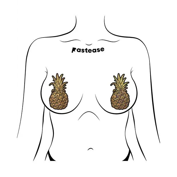 Pastease Premium Glitter Pineapple - Gold O/S - Lingerie - Packaged