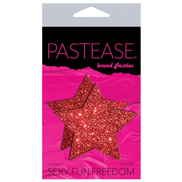 Pastease Premium Glitter Star - Red O/S - Lingerie - Packaged