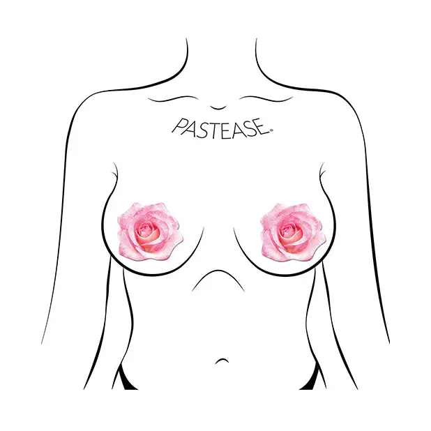 Pastease Premium Glitter Velvet Blooming Rose - Pink O/S - Lingerie - Packaged