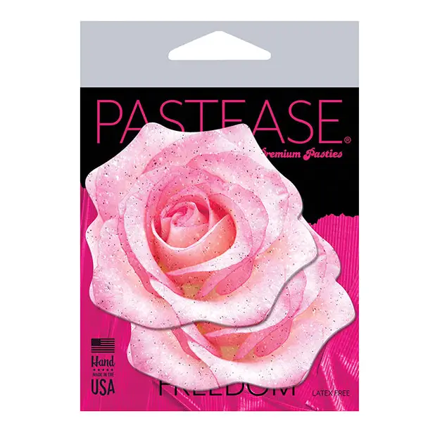 Pastease Premium Glitter Velvet Blooming Rose - Pink O/S - Lingerie - Packaged