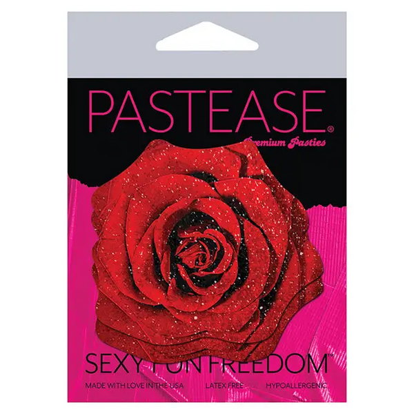 Pastease Premium Glitter Velvet Blooming Rose - Red O/S - Lingerie - Packaged