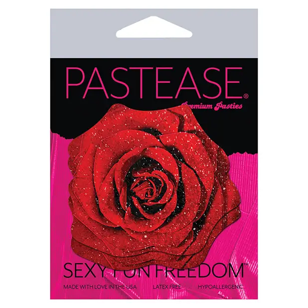 Pastease Premium Glitter Velvet Blooming Rose - Red O/S - Lingerie - Packaged