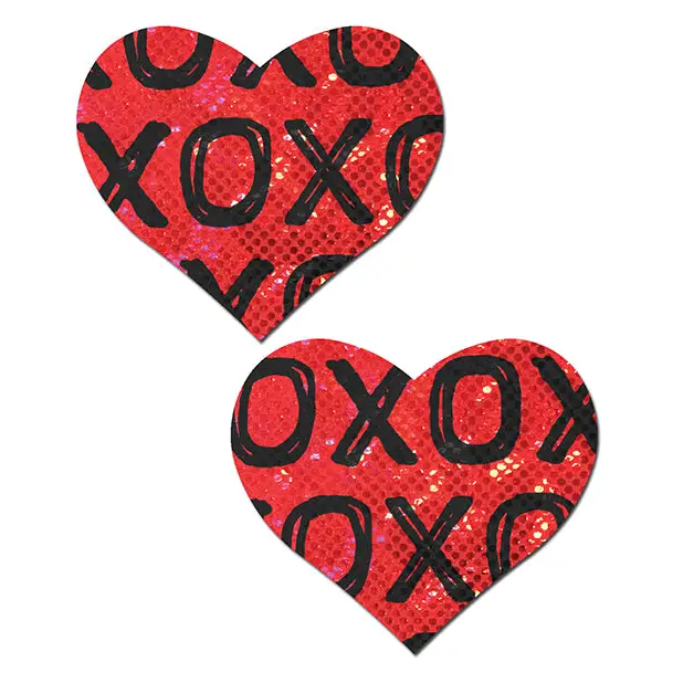 Pastease Premium Glitter XOXO Heart - Red/Black O/S - Lingerie - Packaged