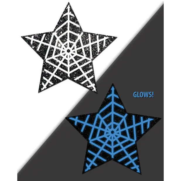 Pastease Premium Halloween Glitter Web - Glow in the Dark Black/White O/S - Lingerie - Packaged