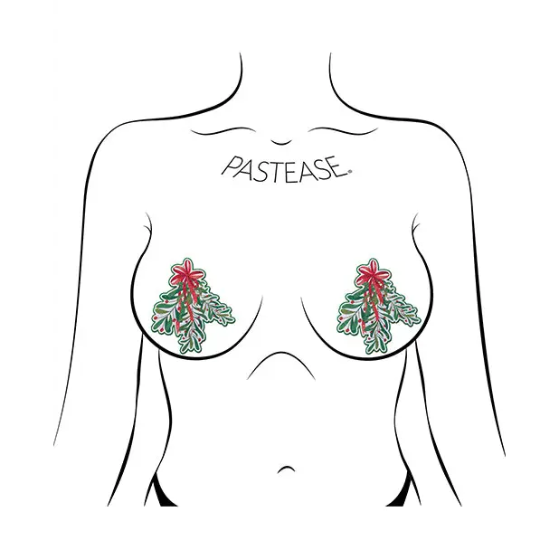 Pastease Premium Holiday Mistletoe - Green/Red O/S - Lingerie - Packaged