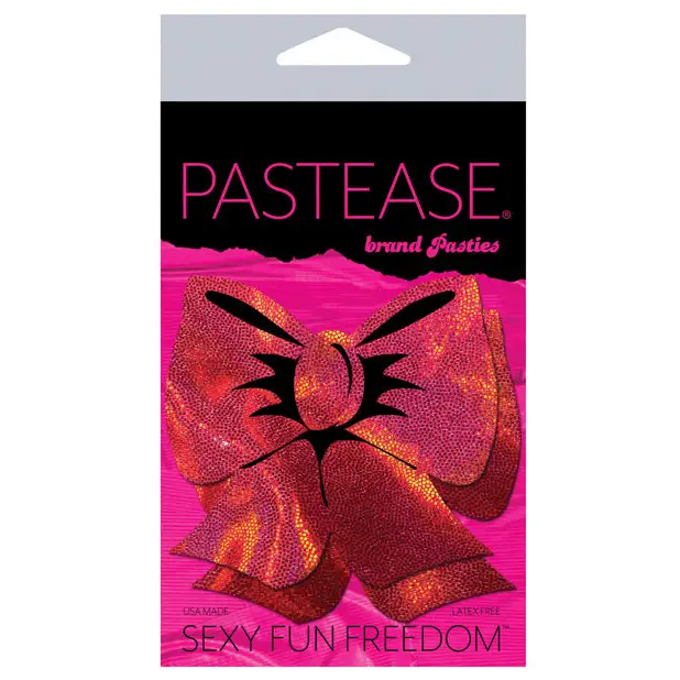 Pastease Premium Hologram Bow - Red O/S - Lingerie - Packaged