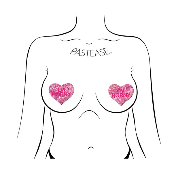Pastease Premium I’m Horny Heart - Pink/Red O/S - Lingerie - Packaged