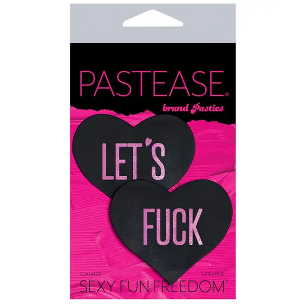 Pastease Premium Let’s Fuck Hearts - Black O/S - Lingerie - Packaged