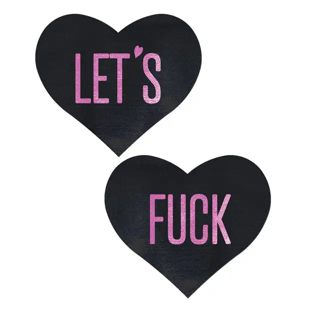 Pastease Premium Let’s Fuck Hearts - Black O/S - Lingerie - Packaged
