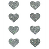 Pastease Premium Mini Glitter Hearts - Silver Pack of 8 - Lingerie - Packaged