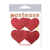 Pastease Premium Petites Glitter Heart - Red O/S Pack of 2 Pair - Lingerie - Packaged
