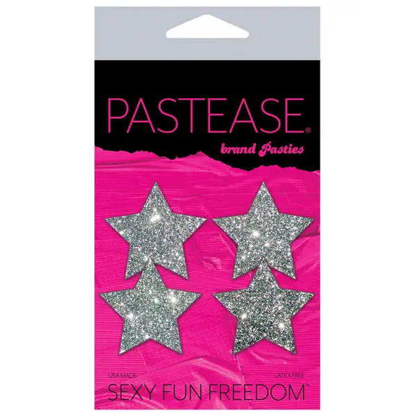 Pastease Premium Petites Glitter Star - Silver O/S Pack of 2 Pair - Lingerie - Packaged
